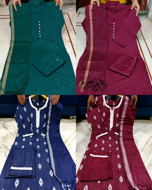 Khadi cotton daily wear kurta sets - Jazzberry Jam (2), 2XL