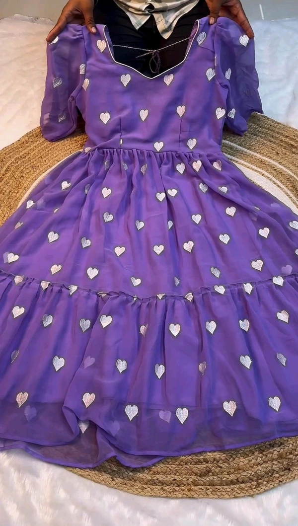 New Launching Purple Heart Shape Work Maxi Dress - L