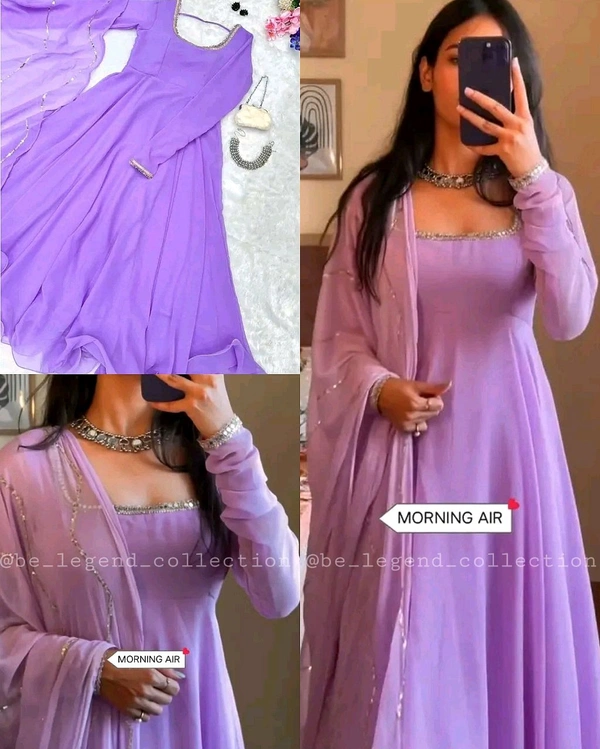 GALA LACE GOWN WITH DUPATTA  - L