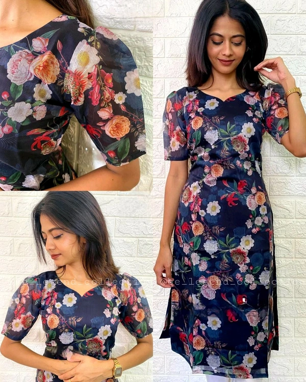 Stylish Women straight organza Kurti - XL