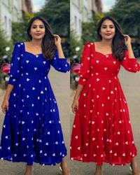 New HEART  Frock - Maroon, S