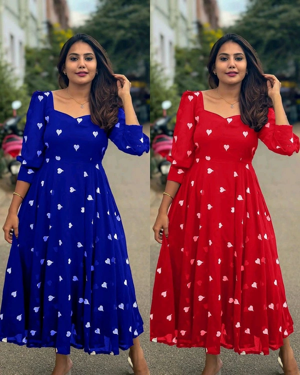 New HEART  Frock - Red, S
