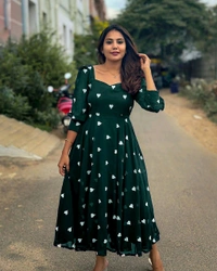 New HEART  Frock - Green, M