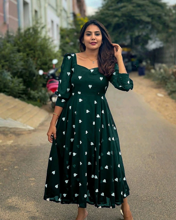 New HEART  Frock - Green, L