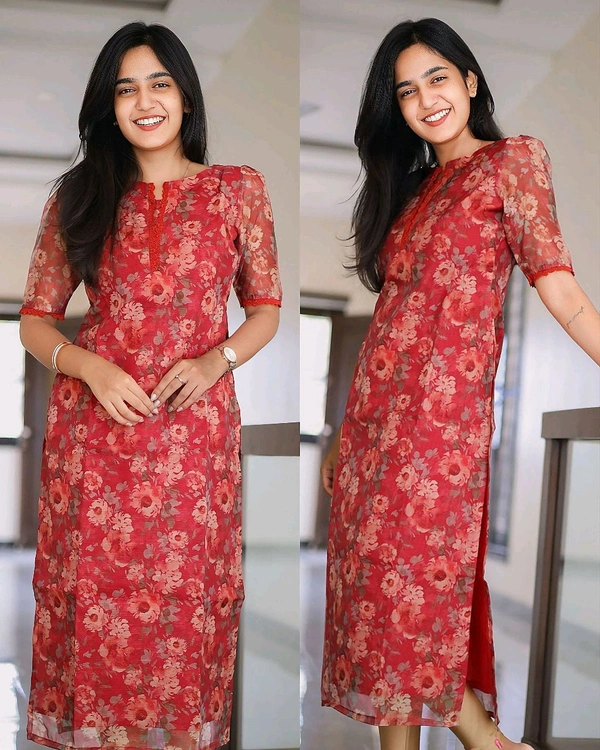 Women Bollywood Style Kurti - Guardsman Red, S