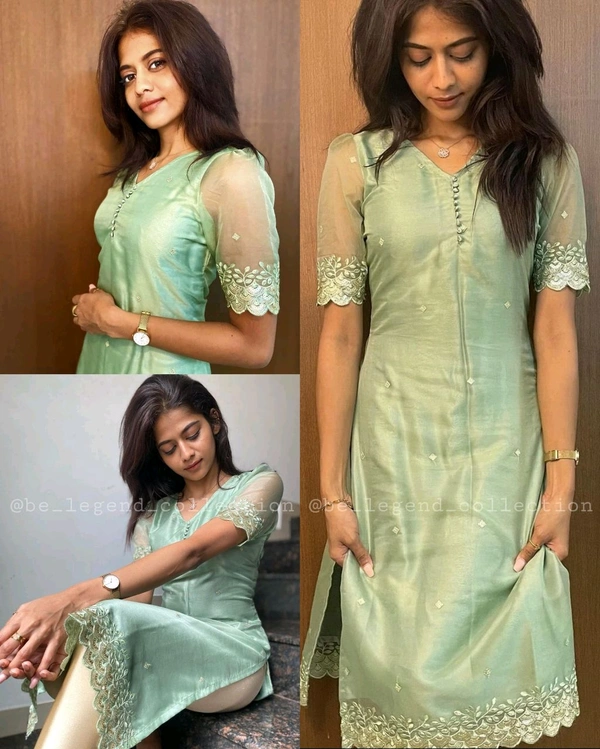 Women Bollywood Style Kurti - XL, Green Mist