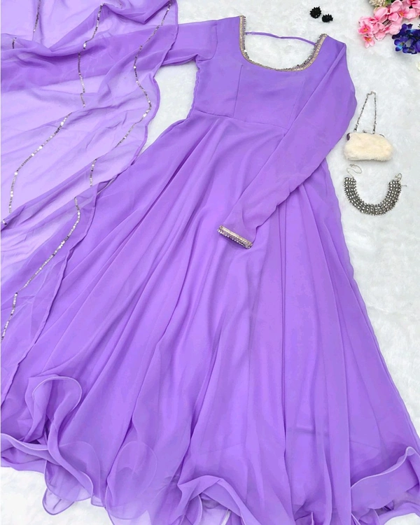 Elegance with Modern Exclusive Anarkali Design 🌸 - Violet, M