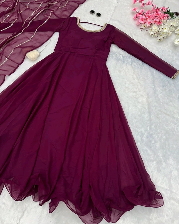 Elegance with Modern Exclusive Anarkali Design 🌸 - Purple, 2XL