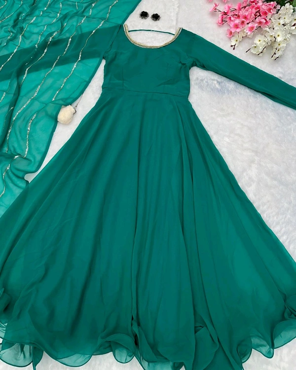 Elegance with Modern Exclusive Anarkali Design 🌸 - Teal, L