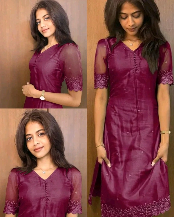 Women Bollywood Style Kurti - L, Purple
