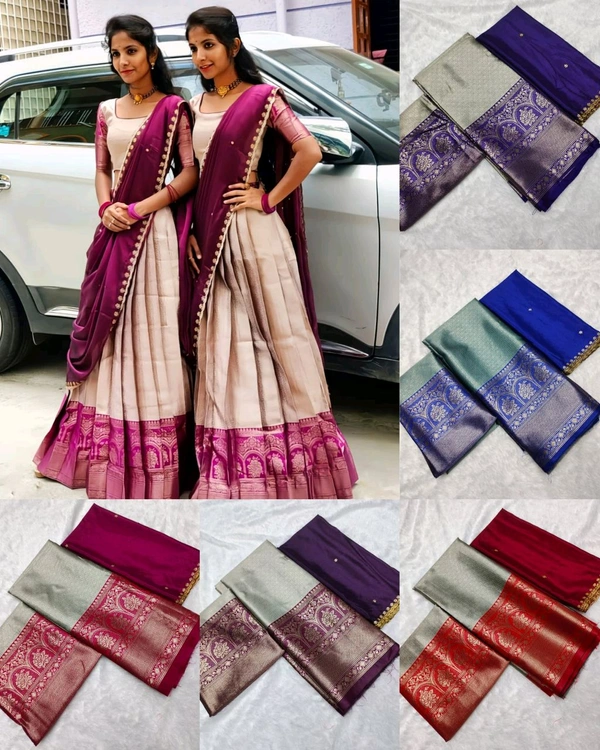 Kanjiveram Silk Zari lehanga with blouse along with cutwork Duppta - Un Stitched, Cardinal Pink