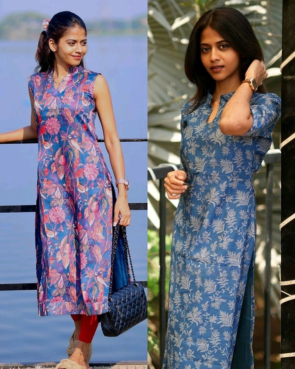 Trendy Attractive Kurtis - 2nd Blue, M