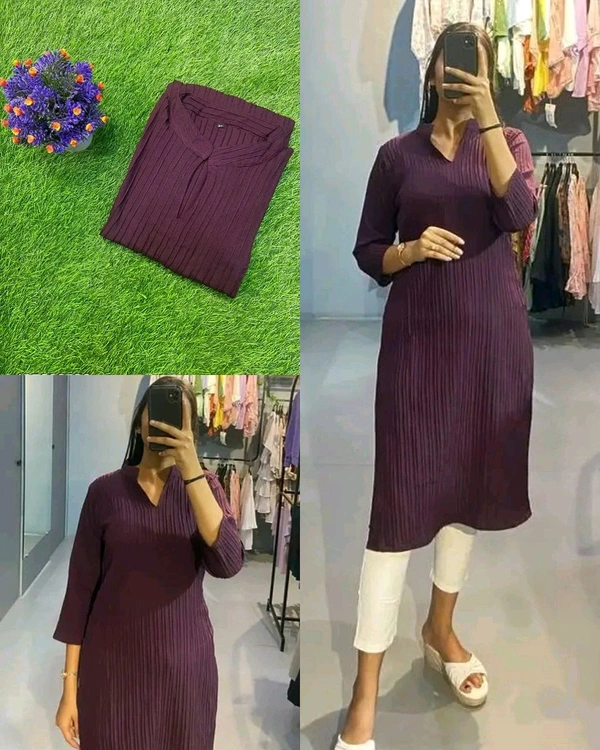 Popcorn New Kurti  - Wine, XL