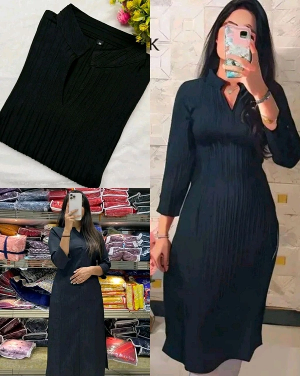 Popcorn New Kurti  - Black, 4XL