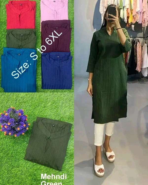 Popcorn New Kurti  - mehndi Green, M