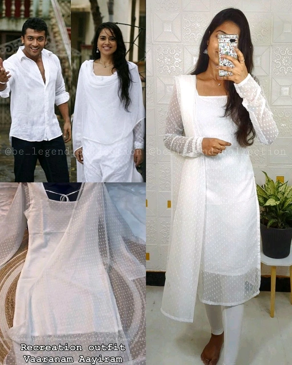 Recreation outfit Vaaranan Aayiram "Meghna' White With Colours - White, M