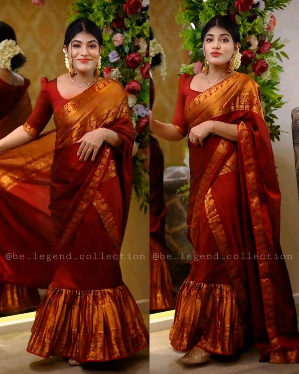 30 Secounds Gown Saree - Red, XL