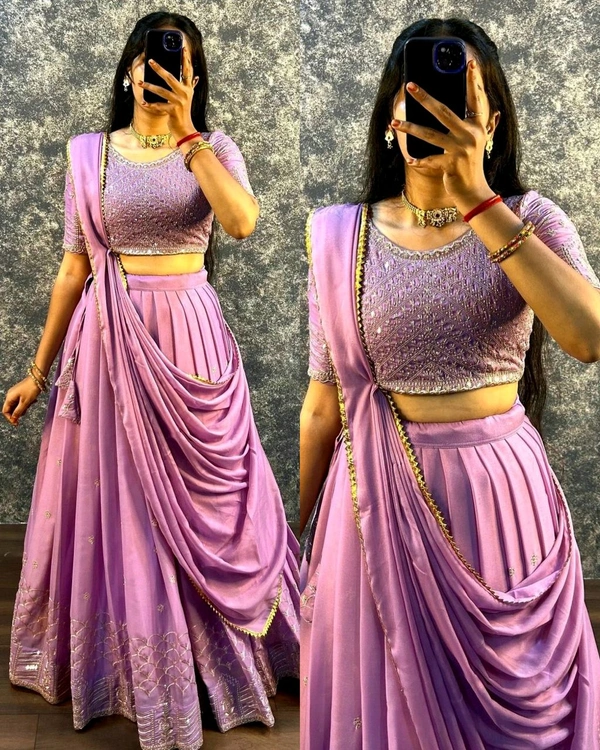 READY TO WEAR TRENDY LEHENGA - Wine, S