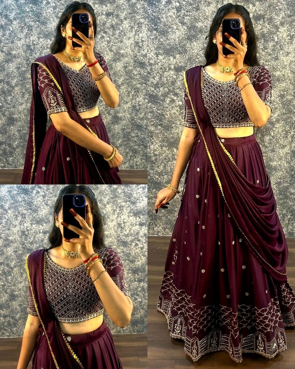 READY TO WEAR TRENDY LEHENGA - Wine, L