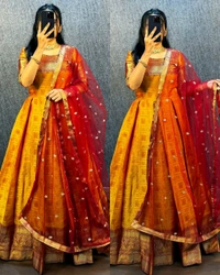 UPCOMING WEDDING SERIES GOWN WITH DUPPTA - Green, S