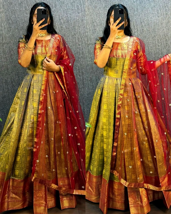 UPCOMING WEDDING SERIES GOWN WITH DUPPTA - Buddha Gold, 3XL