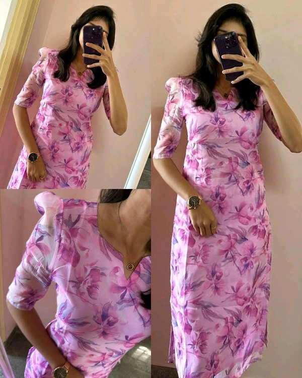 Organza Pink Print - 4XL
