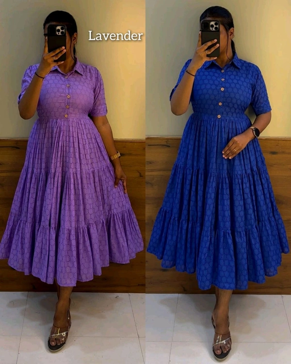 Hakoba 3 layer Midi Gown - Lavender, 3XL