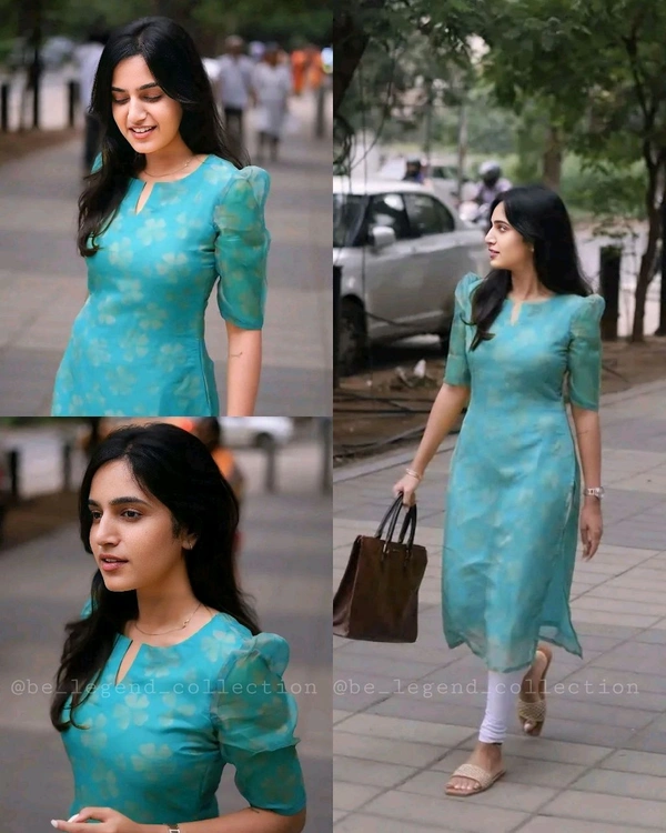 Pretty Attractive Kurti  - Sky Blue, 2XL