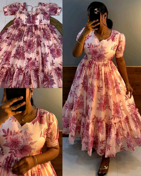 Trendy Very premium quality kota frock - 2XL, Peach
