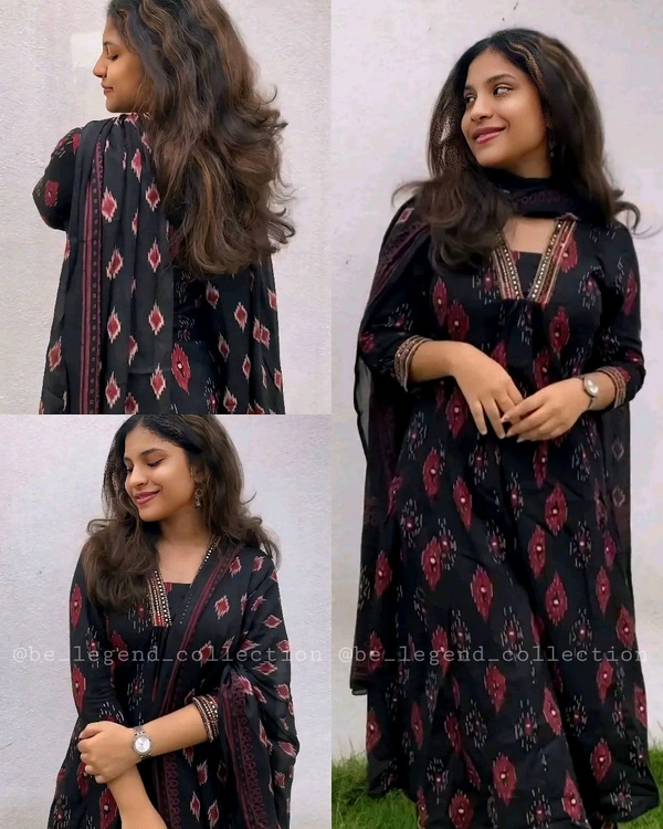 Trendy Women A-Line Printed Kurta And Pant set With Dupatta - L
