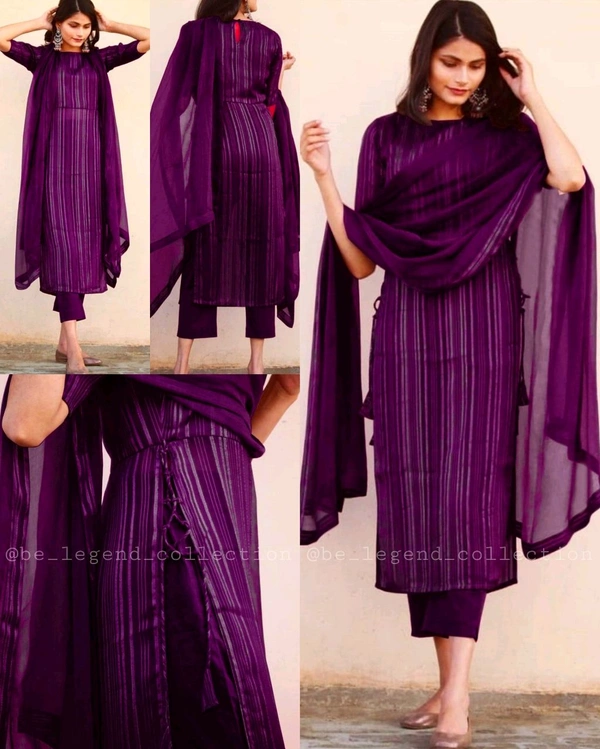 Trendy Pretty Colour Kurta And Pant set With Dupatta - M