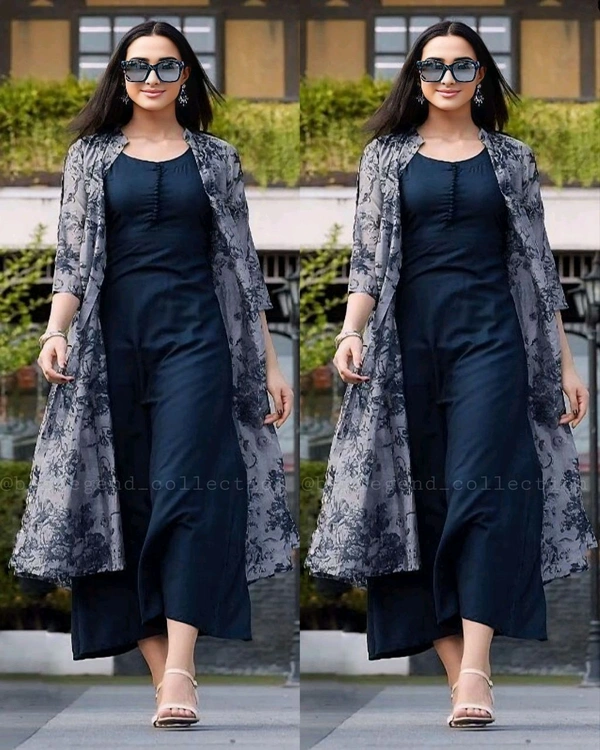 Elegant Gown with Printed Shrug - XL