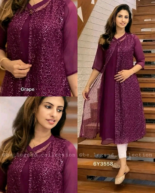 New Special jacket style Kurti - Grape, M