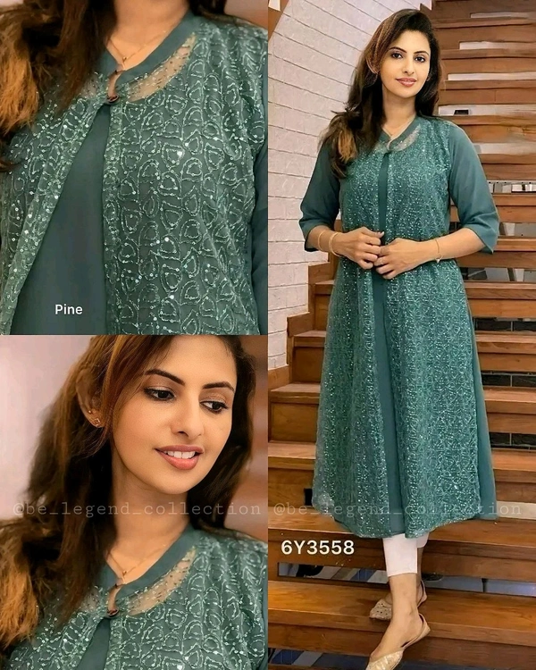 New Special jacket style Kurti - Pine, 2XL