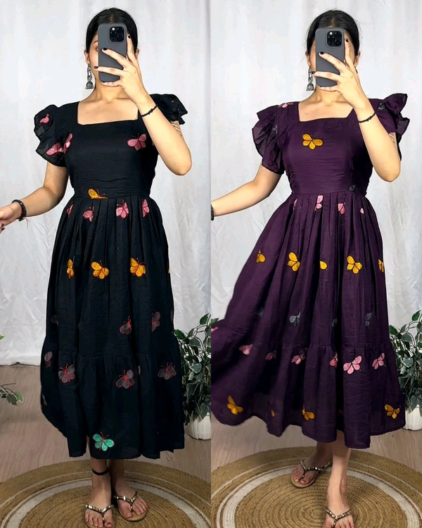 Elevate your style with the Butterfly Muska Cotton Maxi - Black, S