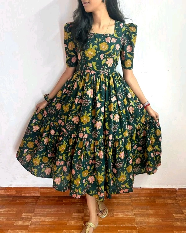 Latest Design womens Gown - Green, 2XL