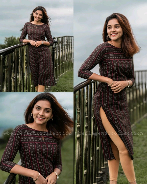 Elegant Print Kurti - Morocco Brown, L
