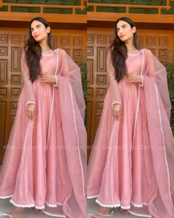 Pink Gown With Dupatta - XL