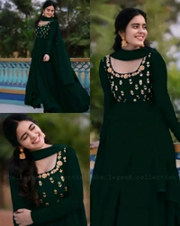 Trendy Wear Gown With Dupatta - Blue, S