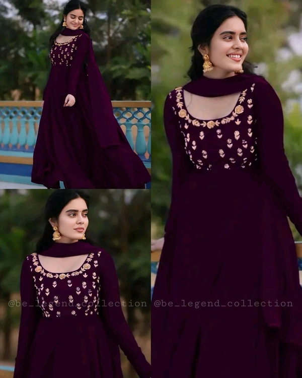 Trendy Wear Gown With Dupatta - Purple, S