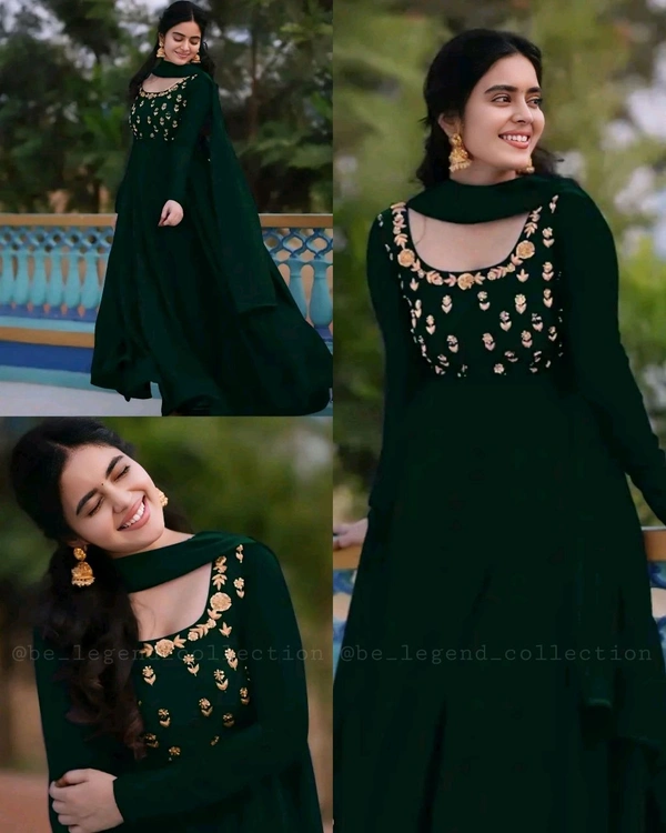 Trendy Wear Gown With Dupatta - Green, XL