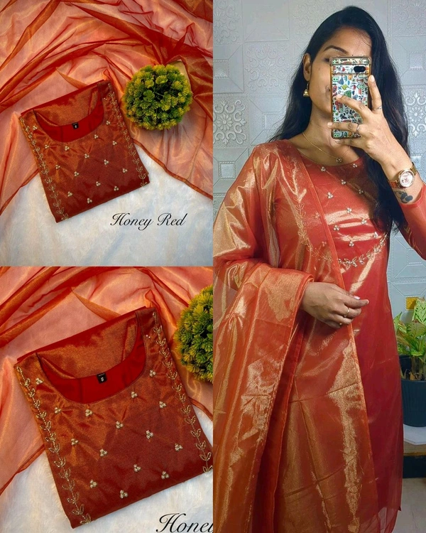 Trending Sparkle Handwork look for Festival Wear - Honey Red, S