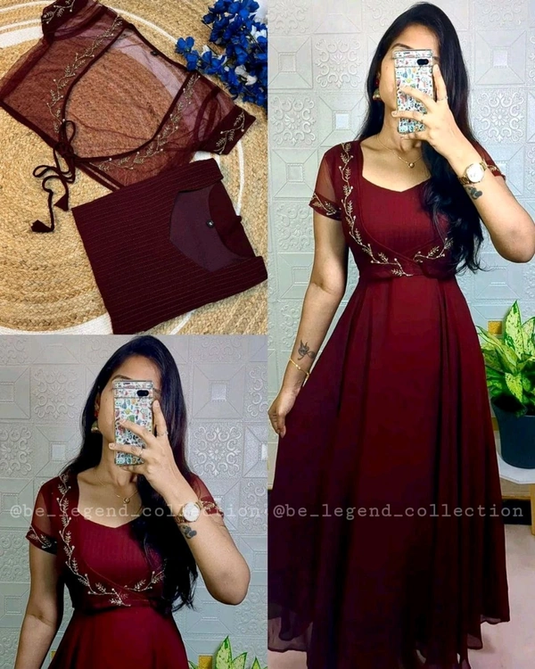 Wear in 2ways ❤️ Gown + Removable coat - Maroon, XL