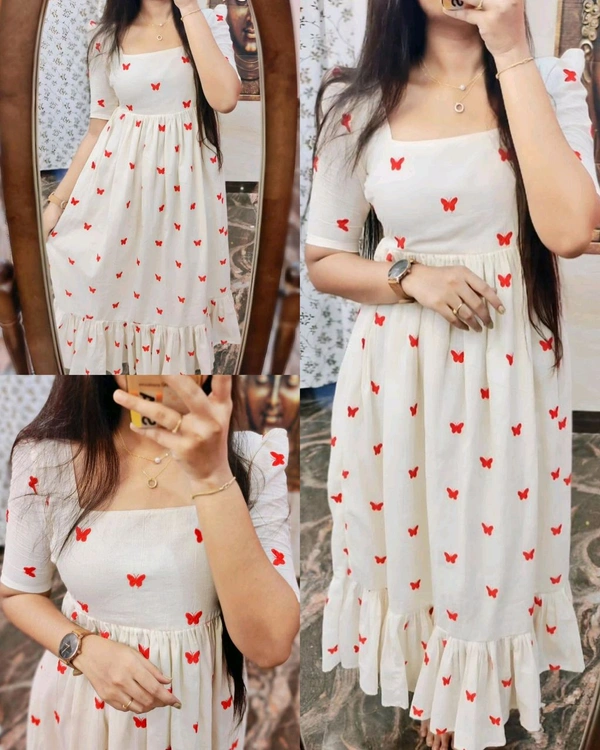 Trendy Butterfly Gown🖤❤️ - Red, S