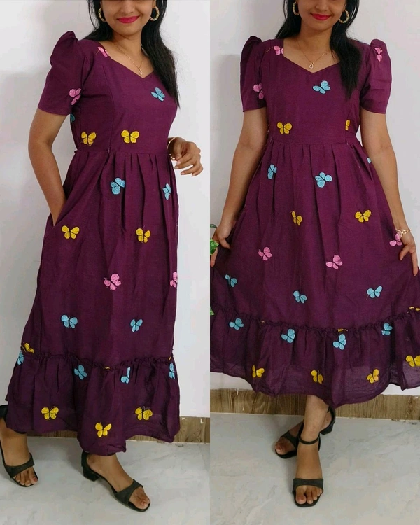 Wine Butterfly Embroidery - L