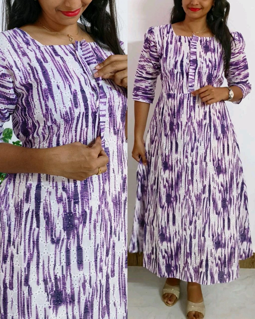 Hakoba Normal & Feeding Dress Centre Open Buttons