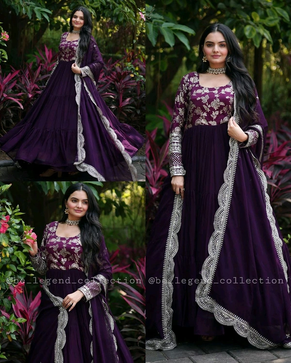 Fancy Elegant Women Gown With Dupatta - XL