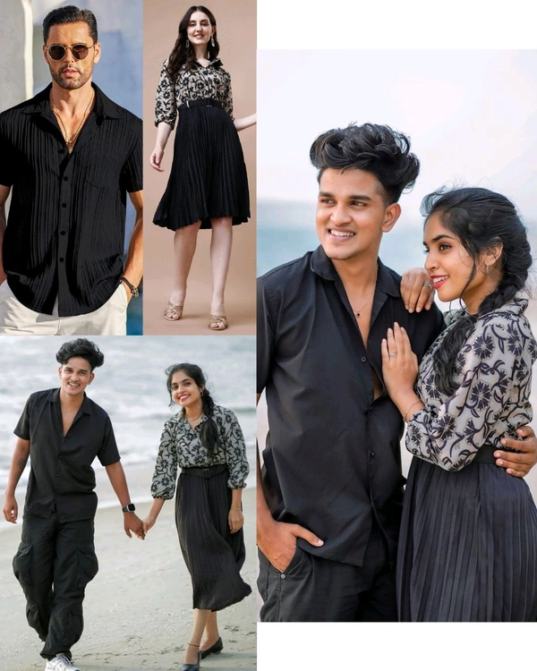 Trendy Couple Dress - ORDER SEPARTE - Black Gown Women, XS