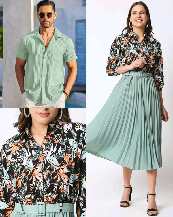 Trendy Couple Dress - ORDER SEPARTE - Lite Green Men Shirt, XL