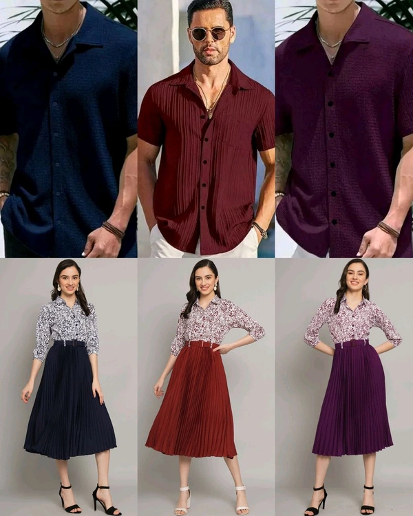 Trendy Couple Dress - ORDER SEPARTE - Navy Blue Men, L